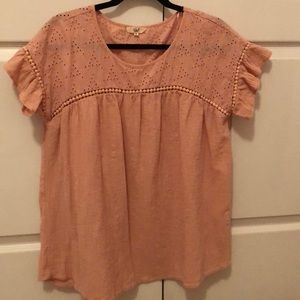 Easel pink eyelet top